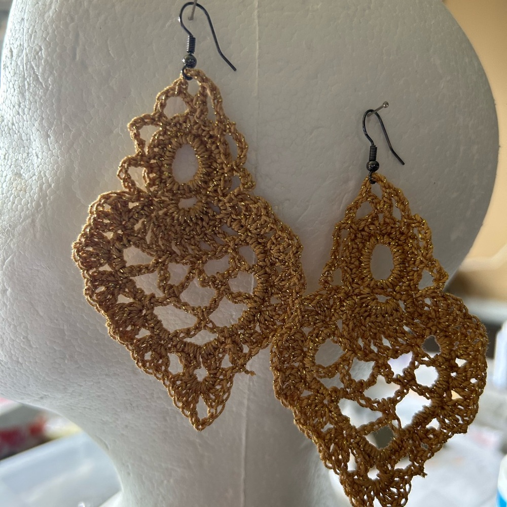 Chic Gold Crochet Dangle Earrings